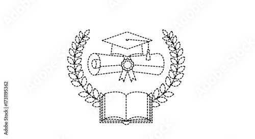 Graduation education diploma academic degree university college laurel wreath book knowledge learning success