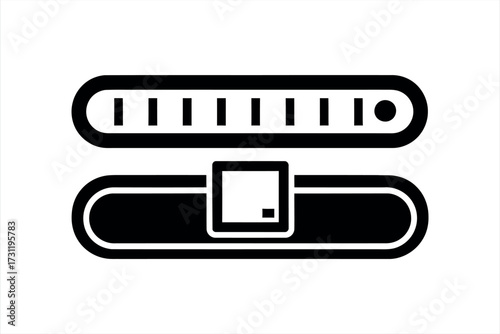 Black graphic icon of a slider control with a square handle interface
