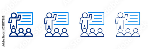 Training Icon Set With Two Colors And Multiple Line Styles Vector Illustration 