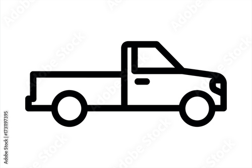 Black outline of a pickup truck on a white background vehicle transport