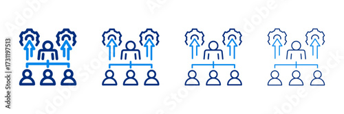 Organizational Growth Icon Set With Two Colors And Multiple Line Styles Vector Illustration 