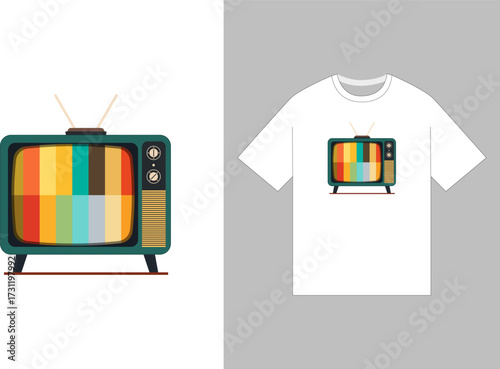 Retro TV pattern, TV series T-shirt print pattern, suitable for printing on clothing, stickers, posters, backgrounds.