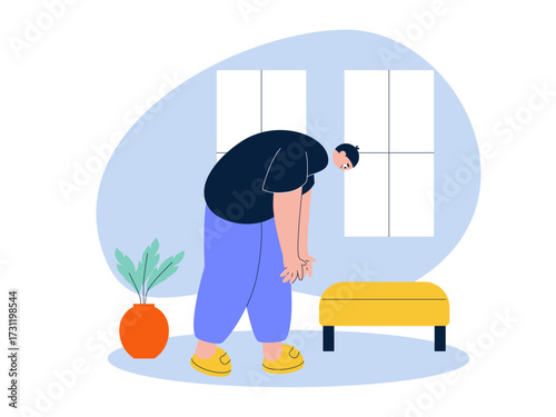 Man lazy to do activities. Laziness illustration. Flat vector illustration.