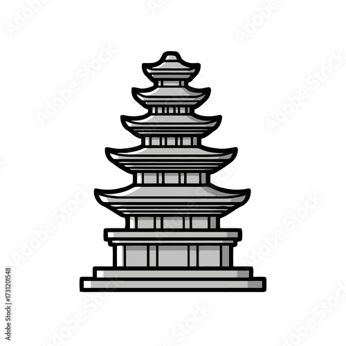 Traditional multitiered pagoda temple building with distinct architectural style