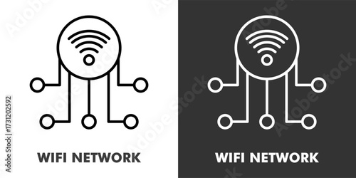 WIFI Network Icon Filled Outline Vector Illustration in Black and White