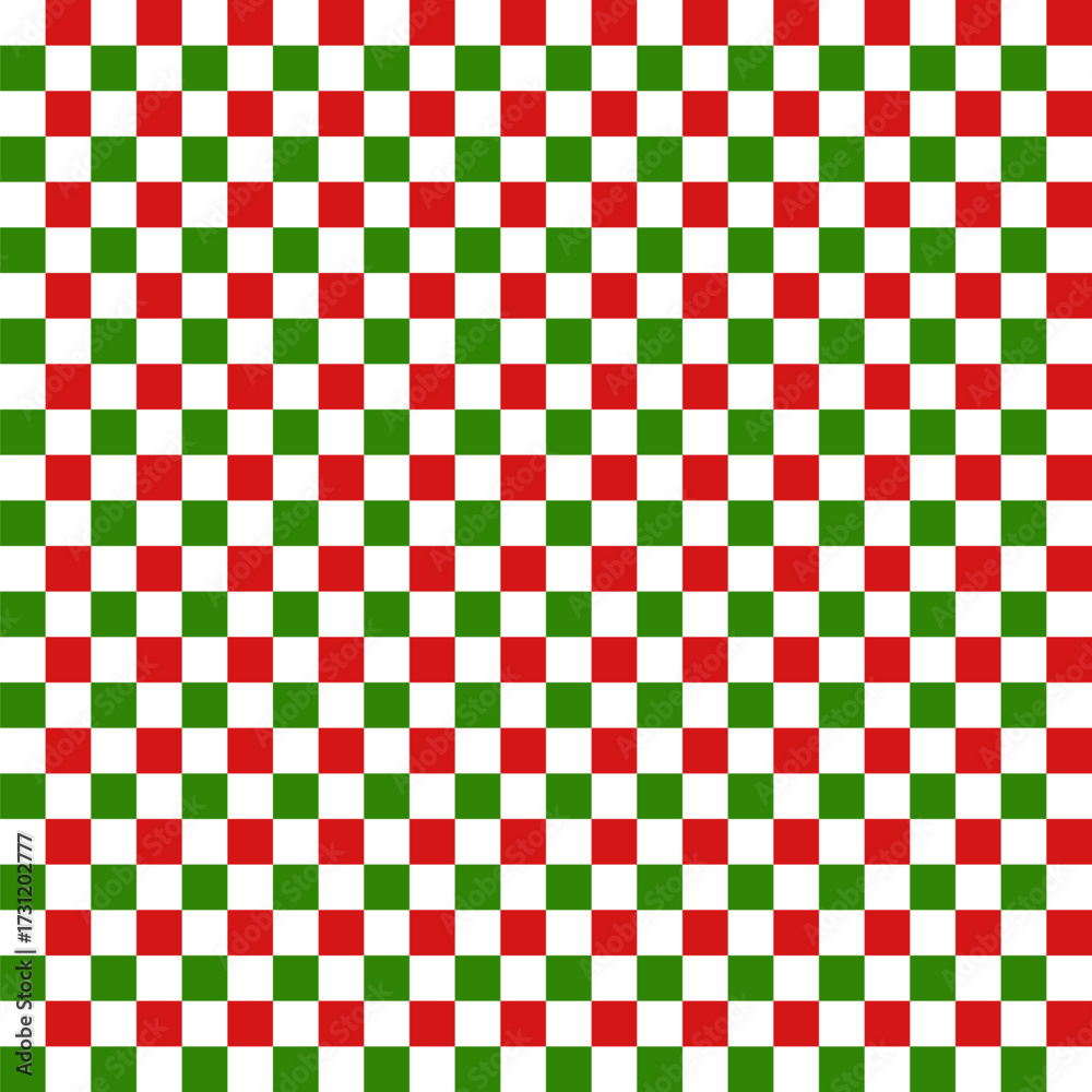 Fototapeta premium green red chess board seamless vector pattern, christmas geometric background, new year template