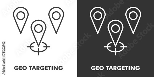 Geo Targeting Icon Filled Outline Vector Illustration in Black and White