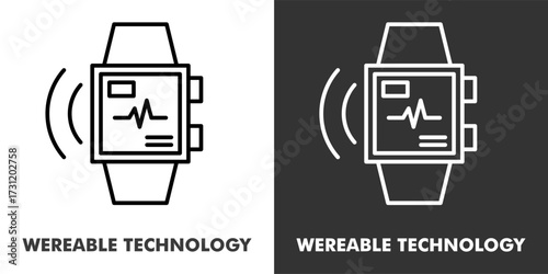 Wearable Technology Icon Filled Outline Vector Illustration in Black and White
