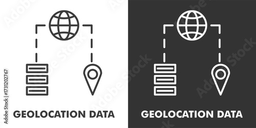 Geolocation Data Icon Filled Outline Vector Illustration in Black and White