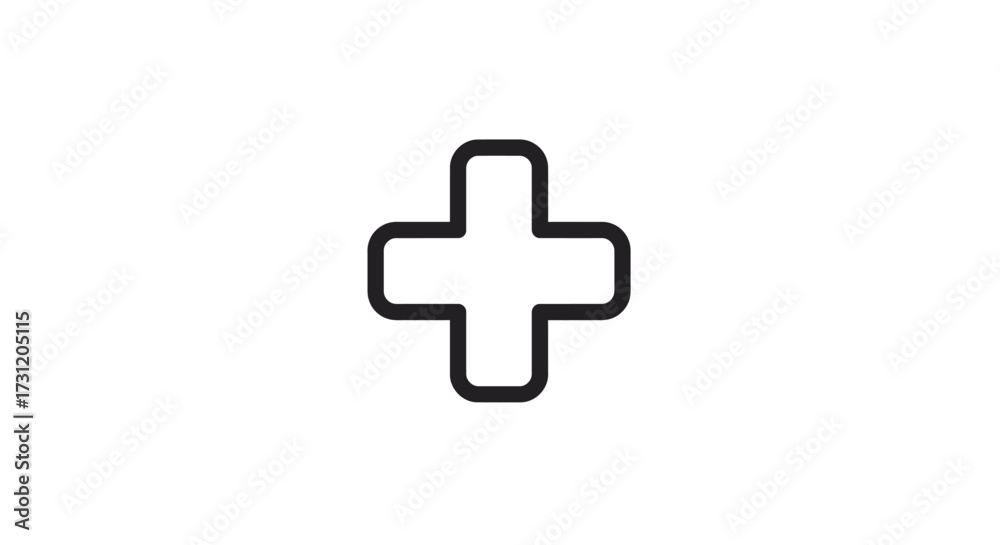 Obraz premium A simple black outline of a plus sign on a white background.