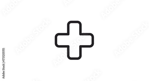 A simple black outline of a plus sign on a white background.