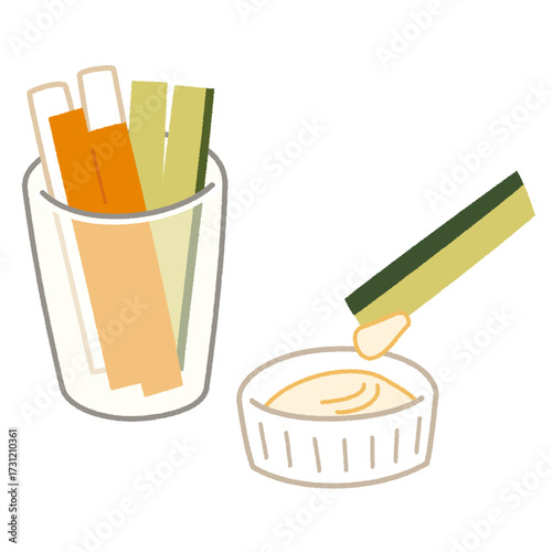 野菜スティックとマヨネーズのイラスト