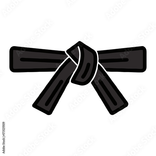 Black belt tied in knot, symbolizing martial arts mastery, discipline, and achievement, , representing dedication and skill