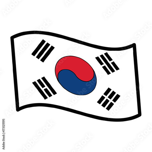 Waving south korean flag, national symbol the republic korea
