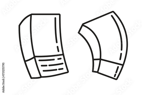 Vector illustration of eraser rubber in simple line art style. Minimalist stationery icon isolated on white background, suitable for education, office, and school supply design.