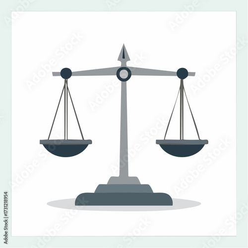A classic balance scale with two pans hanging from a horizontal beam supported by a central pillar, symbolizing justice, fairness, and equality