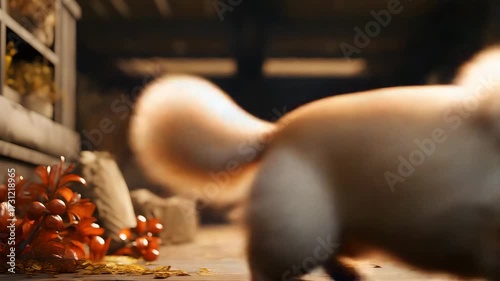 Fluffy Yorkshire Terrier Puppy in Rustic Setting canine