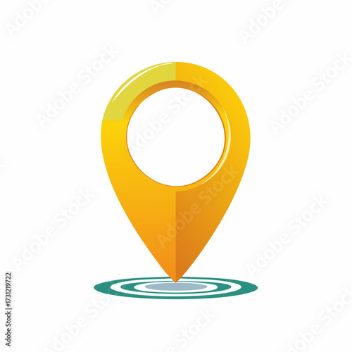 Yellow location pin icon with circular target rings below, symbolizing map navigation or GPS positioning