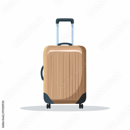 Compact brown suitcase with four wheels, a telescopic handle, and a side grip for easy mobility
