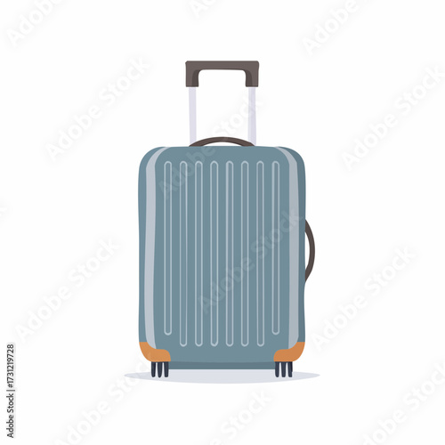 Blue hard-shell suitcase with a retractable handle and wheels, designed for easy mobility and travel convenience