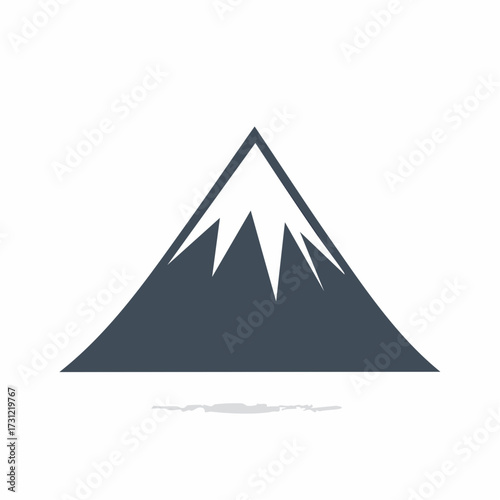 Stylized mountain icon with a snow-capped peak, featuring sharp triangular shapes representing rugged terrain and icy summit