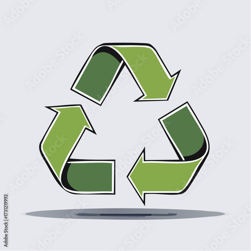 Green recycling symbol with three curved arrows forming a triangle, representing sustainability and environmental conservation