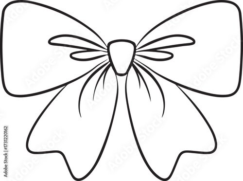  Bow Outline Icon Vector, Decorative Ribbon Symbol Illustration on White Background