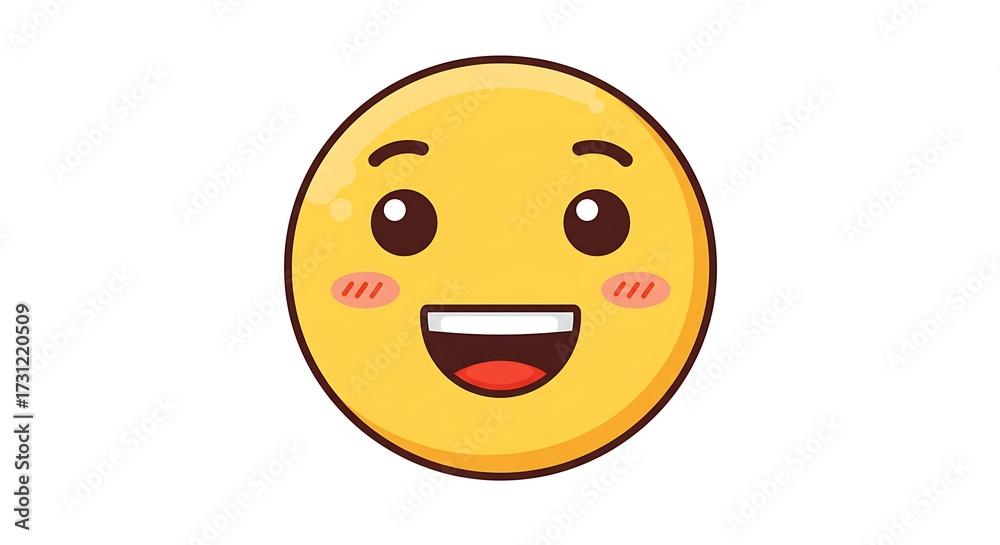 Fototapeta premium Smiling Yellow Face Icon Cartoon Illustration Isolated