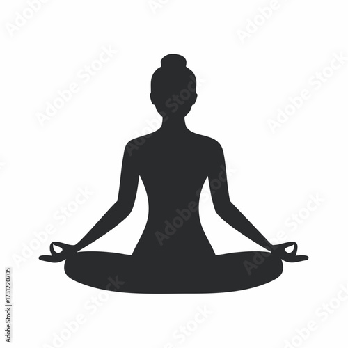 Silhouette of a person sitting cross-legged in a meditation pose with hands resting on knees, symbolizing calmness, mindfulness, and inner peace
