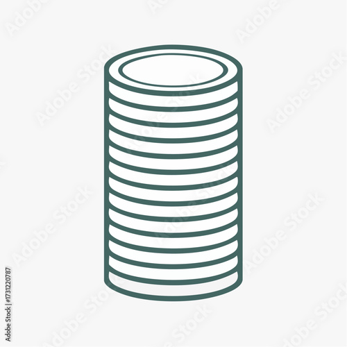 Stack of coins icon with horizontal lines representing multiple circular coins arranged vertically in a cylindrical shape