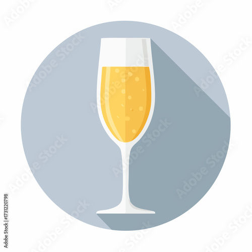 A tall, elegant champagne flute filled with bubbly golden sparkling wine, showcasing effervescent bubbles rising inside the glass