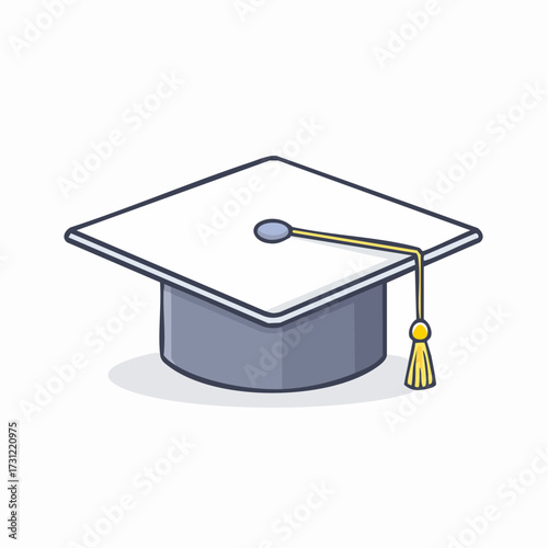 A gray graduation cap with a yellow tassel draped over the side, symbolizing academic achievement and commencement ceremonies
