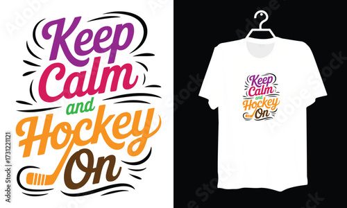 Stylish Keep Calm and Hockey On Vector Art for Sports Fans
