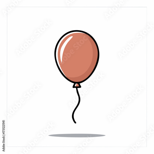 A single brown balloon with a shiny surface and a black string attached, casting a small shadow beneath it