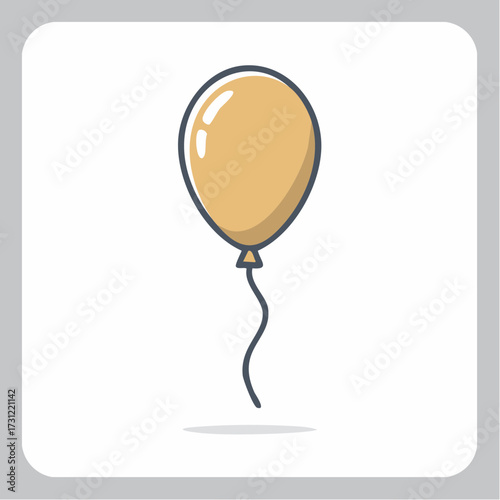 A single beige balloon with a shiny surface and a wavy string attached, floating upright and casting a subtle shadow below
