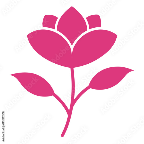 nemesia poetry  pink flower silhouette vector illustration on white background