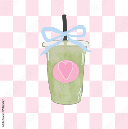 Matcha Lover Cute Kawaii Ice Latte Trending Coffee Euro Novelty graphic Vector conversational Trending Script Slogan  japan Tee t-shirt logo artwork typography tote badge emblem crest Fashion heart 