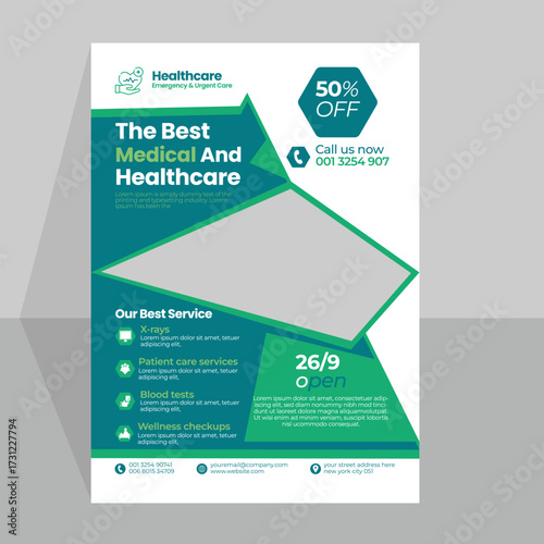Creative medical healthcare flyer and Simple medical poster or flyer pamphlet brochure editable flyer, leaflet, catalog, magazine, booklet, Vector template in A4 layout