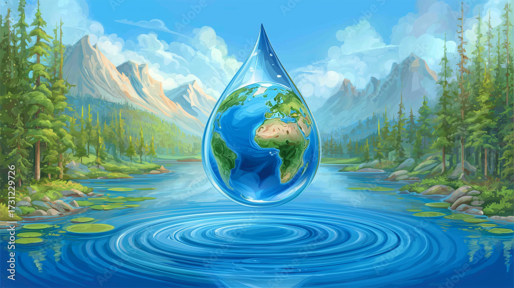 Fototapeta premium Earth drop of water ecological conservation design