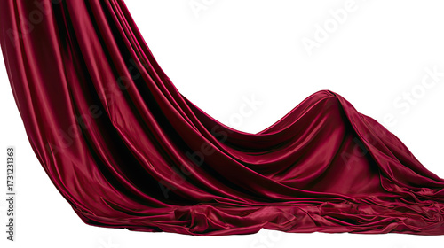 Deep crimson draped fabric, flowing folds