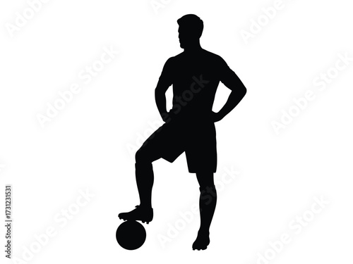 Black silhouette male athlete soccer ball vector