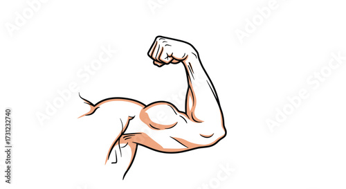 A flexing bicep muscle showing impressive strength and power for fitness and workout enthusiasts.