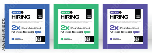 Hiring Full Stack Developers – Editable Vector Layout with Professional Design – Fully Customizable Social Media Post for Recruitment Campaigns
