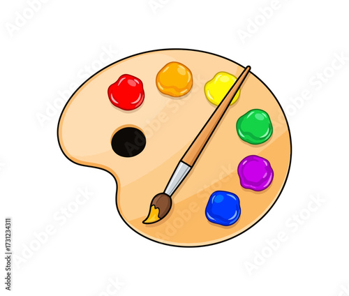 Artist palette with paint and brush illustration