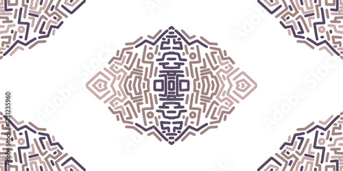 Two Horizontal Pink Blue Rounded Tribal Bands