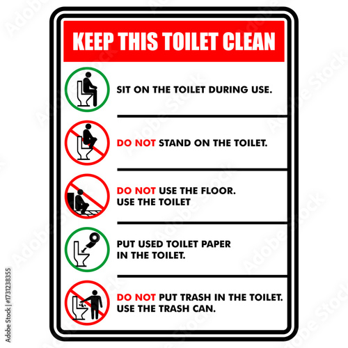 Keep This Toilet Clean, information sign vector
