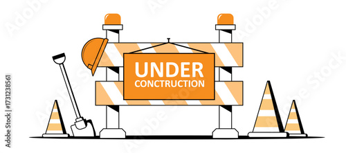 Website under construction technical difficulties flat illustration,Website Under Construction Page Banner
