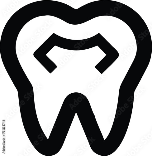 Black Outline Icon of a Tooth with a Cavity dental