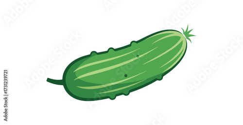 Fresh green cucumber illustration isolated on black