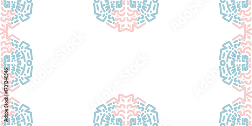Pink Blue Border Patterns Symmetrically Frame White
